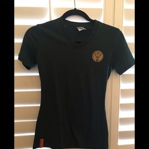 Jagermeister Womens Dark Green V Neck Slim Fit T Shirt - MEDIUM or LARGE- NEW